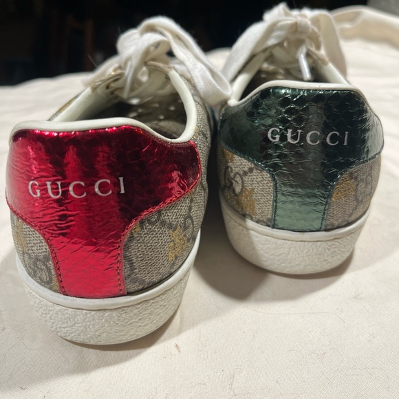 Gucci Ace GG Supreme "Bees" Low Top Sneakers Size 38/ US 8 - Picture 13 of 16